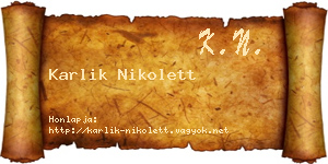 Karlik Nikolett névjegykártya